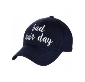 Baseball Caps Women's Embroidered Quote Adjustable Cotton Baseball Cap - Bad Hair Day- Navy - C5180RDG2WN $10.69