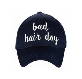 Baseball Caps Women's Embroidered Quote Adjustable Cotton Baseball Cap - Bad Hair Day- Navy - C5180RDG2WN $10.69