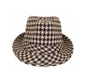 Fedoras Unisex Classic Houndstooth Fedora Hat Available - Brown - CL11G2UB82X $8.79
