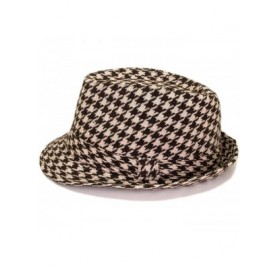 Fedoras Unisex Classic Houndstooth Fedora Hat Available - Brown - CL11G2UB82X $8.79