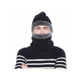Skullies & Beanies Winter Beanie Hat Scarf Set Fleece Lining Knit Beanie for Men Women Kids - B - Black - CV18ASCK6O4 $10.60