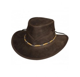 Cowboy Hats Montecarlo KANOSH Top Grain Leather Aussie Style Western Hat Dark Brown Large - CH11KYR22ON $44.96