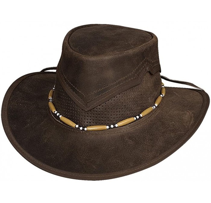 Cowboy Hats Montecarlo KANOSH Top Grain Leather Aussie Style Western Hat Dark Brown Large - CH11KYR22ON $95.41