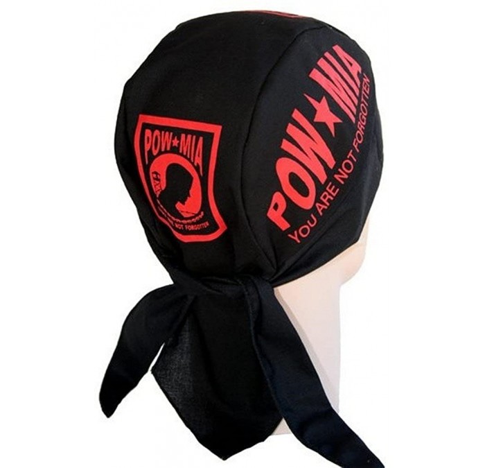 Skullies & Beanies Skull Cap Biker Caps Headwraps Doo Rags - Red POW/MIA - C712ELHLATX $13.90