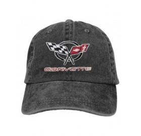 Baseball Caps Unisex Adjustable Retro Cowboy Hat Corvette Logo Stylish Baseball Cap - Embroidery Black - CH1999CGT3W $18.51