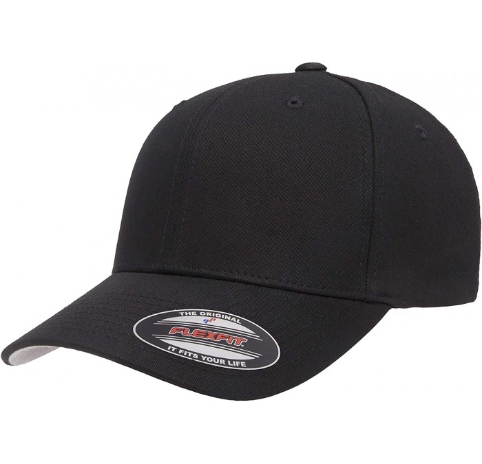 Baseball Caps Cotton Twill Fitted Cap - Black - CD184EW2K9H $32.63