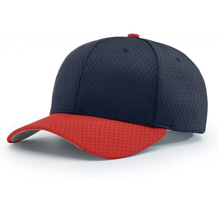 Baseball Caps 414 Pro Mesh Adjustable Blank Baseball Cap Fit Hat - Navy/Red - CI1873AU765 $17.91