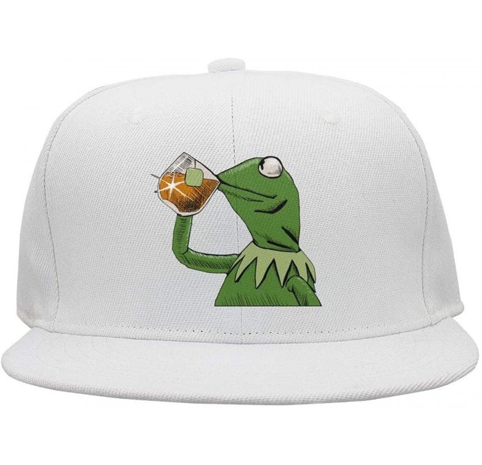 Baseball Caps The Frog "Sipping Tea" Adjustable Strapback Cap - 1000funny-green-frog-sipping-tea - CU18ID5YIOS $20.69