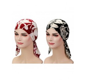Skullies & Beanies 2 Pieces Chemo Hat Turban Beanie- Pre-Tied Headwraps Headwear for Women - Set 1 - CY18U8L30ZA $9.37