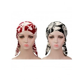 Skullies & Beanies 2 Pieces Chemo Hat Turban Beanie- Pre-Tied Headwraps Headwear for Women - Set 1 - CY18U8L30ZA $9.37