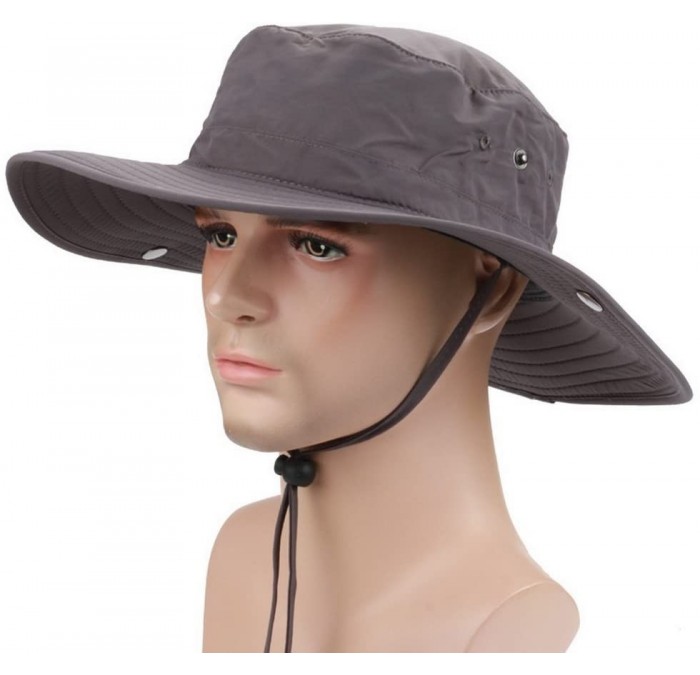 Cowboy Hats Outdoor Polyester Fishing Cap Cowboy Hat & Elastic Sweatband - AZ-Dark Grey - CP12GROS82L $28.48
