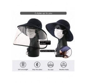 Sun Hats Womens UPF50 Cotton Packable Sun Hats w/Chin Cord Wide Brim Stylish 54-60CM - 69038_navy(with Face Shields)740-2 - C...
