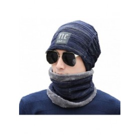 Skullies & Beanies Winter Beanie Hat Scarf Set Wool Warm Knit Hat Slouchy Warm Snow Thick Skull Cap for Men Women - Nc Navy -...