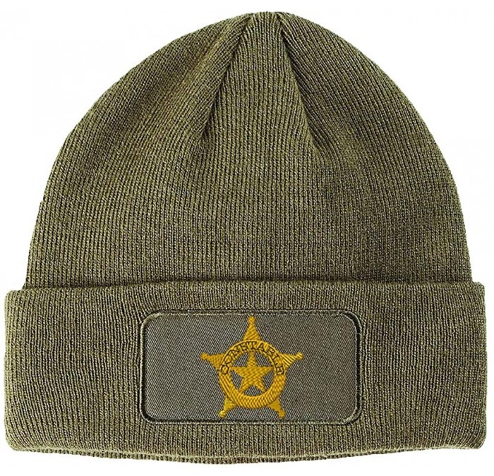 Skullies & Beanies Custom Patch Beanie Constable Police B Embroidery Skull Cap Hats for Men & Women - Olive Green - C418A6IO7...