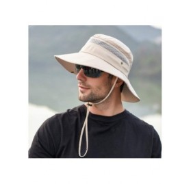 Sun Hats Men's Outdoor Waterproof Fishing Hat UPF 50+ Bucket Sun Hat Mesh Sun Block Cap - Beige - CI18S5K9HKG $11.28