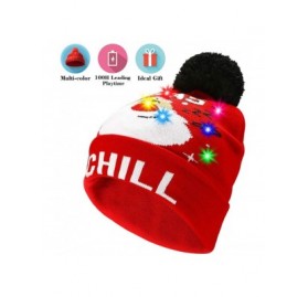 Skullies & Beanies Light Up Hat Beanie LED Ugly Xmas Party Beanie Cap Flashing Christmas Hat Knitted Cap for Women Kids - CI1...