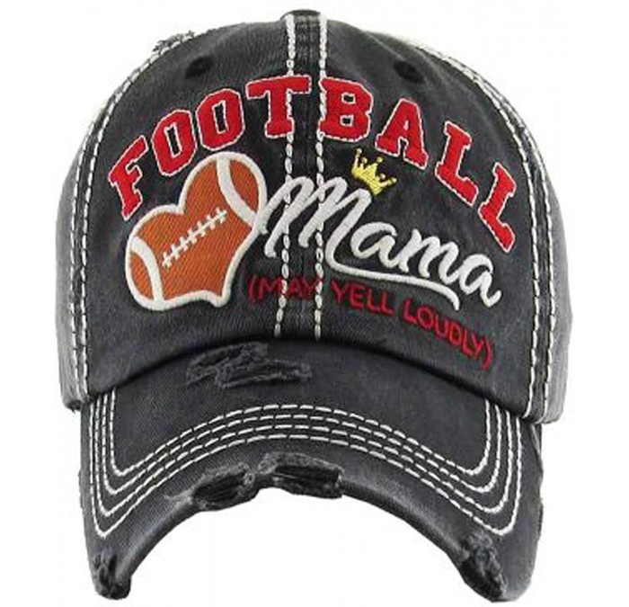 Baseball Caps Football Mama Women's Vintage Cotton Baseball Hat - Black - C118WKKRNHY $10.14