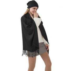 Skullies & Beanies Knit Infinity Scarf Beanie Hat Set Women Winter Circle Loop Scarfs Scarves - Black Set - C818UZC94QU $11.42