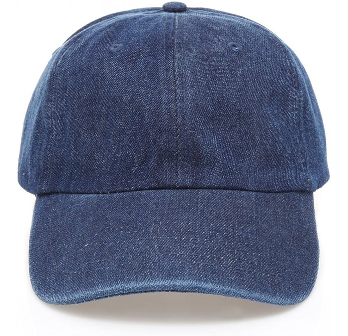 Baseball Caps Casual 100% Cotton Denim Baseball Cap Hat with Adjustable Strap. - Dark Blue - CU18C2KESO8 $22.74