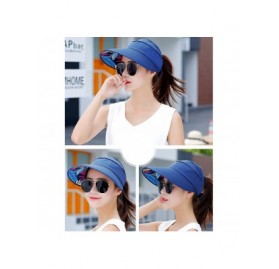 Sun Hats Women's UV Protection Wide Brim Cap Packable Visor Summer Beach Sun Hats - Dark Blue - CS18D2EO9EW $9.48