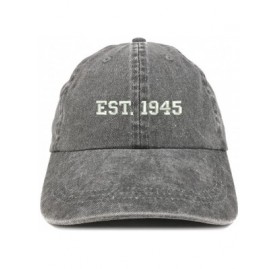 Baseball Caps EST 1945 Embroidered - 75th Birthday Gift Pigment Dyed Washed Cap - Black - C2180QQOYY8 $20.83