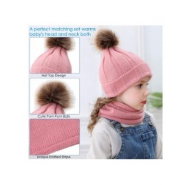 Skullies & Beanies 2pcs Baby Knit Hat Scarf Kids Toddler Winter Warm Beanie Cap Neck Warmer Newborn Infant Winter Hat - Pink ...