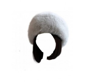 Cold Weather Headbands Women's Faux Fur Headband Soft Winter Cossack Russion Style Hat Cap - Light Grey - CF18L8GWSZ8 $15.91