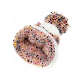 Skullies & Beanies Women Fashion Winter Fall Soft Knitted Multi Color Animal Print Cat Ear Beanie Hats - Sprinkles - Pink - C...