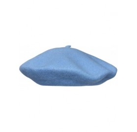 Berets Women's Wool Solid Color Classic French Beret Beanie Hat - Sky Blue - C112LCNAYGT $7.18