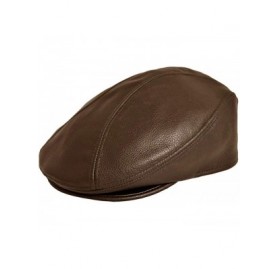 Newsboy Caps Genuine Made in The USA Leather Ivy Flat Cap - Brown - CU119EBLQGF $33.85