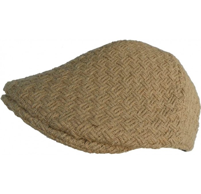 Berets Chunky Weave Ivy 6 Panel Duckbill Scally Cap - Natural - CK115L0LDWF $11.94