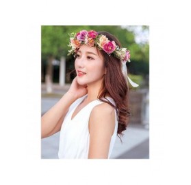Headbands Boho Flower Crown Hair Wreath Floral Garland Headband Halo Headpiece with Ribbon Wedding Festival Party - 1 - CT18Q...