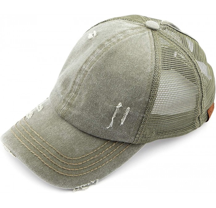 Baseball Caps Exclusives Hatsandscarf Distressed Adjustable - Khaki - CO18OXYRKL7 $26.35