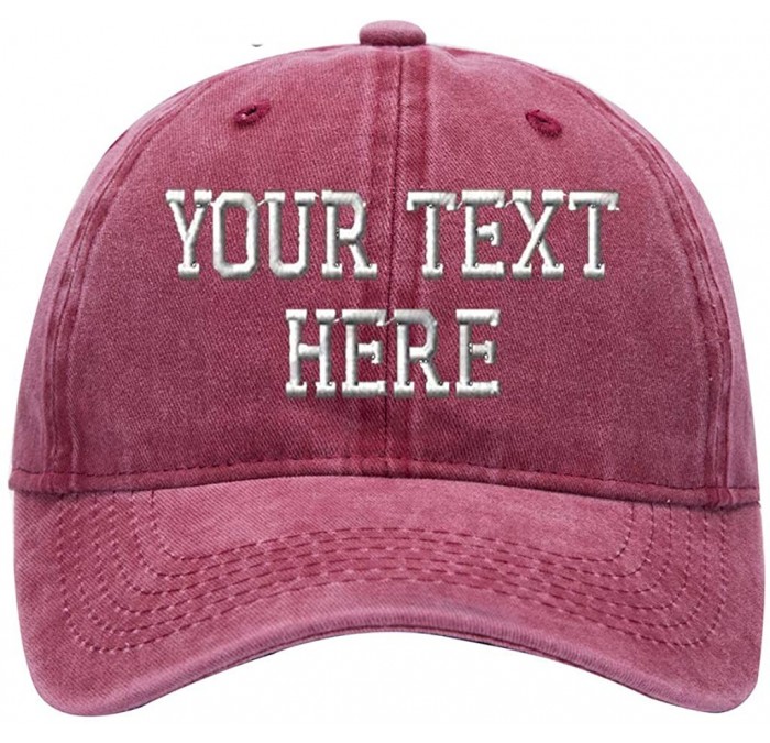 Baseball Caps Custom Ponytail Baseball Cap Personalized Messy Bun Hat Mesh Visor Trucker Hat - Denim Wine Red - CA18GZEI8HG $...