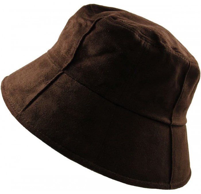 Bucket Hats Ladies Suede Bucket - Brown - CA126BKJHBR $30.63