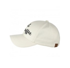 Baseball Caps Women's Embroidered Quote Adjustable Cotton Baseball Cap - But First Coffee- Beige - CM180TTL903 $10.73