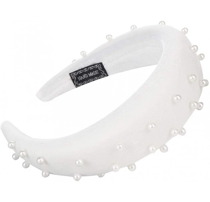 Headbands Headband Sponge Velvet Beading Hairband Women Hair Head Hoop Hair Accessories - White - C918U82KZLX $10.84