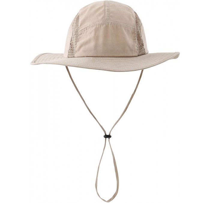 Sun Hats Men's Sun Hat UPF 50+ Wide Brim Bucket Hat Windproof Fishing Hats - N Khaki - CZ18TATO8EG $27.94