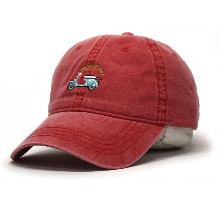 Baseball Caps Vintage Washed Dyed Cotton Twill Low Profile Adjustable Baseball Cap - Red Scooter - CJ186Z0UAST $16.22