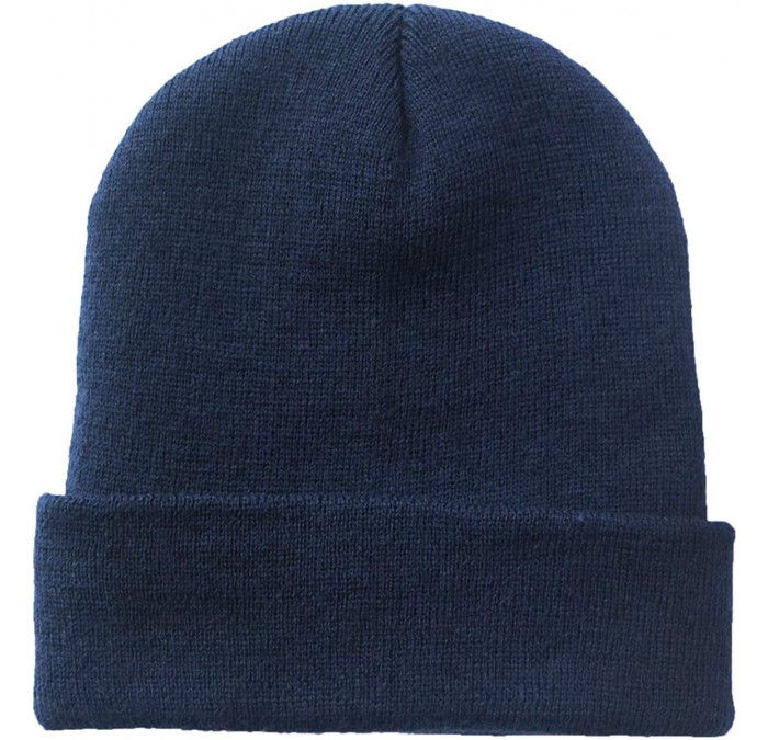 Skullies & Beanies 100% Acrylic Winter Cuffed Beanie with Soft Lining Adult Size for Men and Women - Navy - CF18K2U527D $23.08