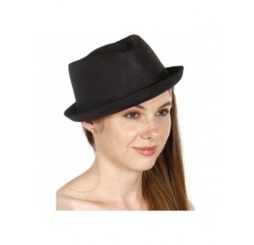 Bucket Hats Straw Bucket Fedora Beach Sun Hats for Women- Sun Protection Panama- Unisex - Sleek Black - CB18ER8X3LU $10.16