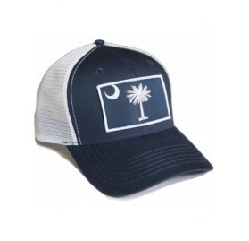 Baseball Caps South Carolina Flag Palmetto Snapback Trucker Baseball Hat Navy Blue - CU18ANTZ97U $23.97