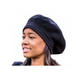 Berets Winter Hat for Women - Satin-Lined Wool Beret for Ladies - Black-roomy Style - C618YYKW2YT $14.91