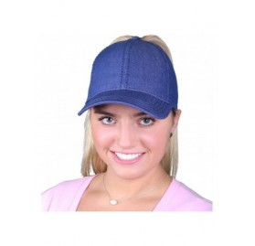 Baseball Caps Women's Baseball Cap C.C High Ponytail Messy Bun Denim Adjustable Hat - Blue Denim - C5182Q3WCRG $17.47