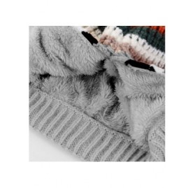 Skullies & Beanies Women Skull Beanie Hat Peruvian Cap Winter Fleeced Ski Ear Flaps Pompoms Cable Knitting - A2-m9418-gray - ...