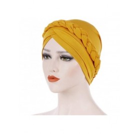 Skullies & Beanies Hijab Braid Silky Turban Hats for Women Cancer Chemo Beanies Cap Headwrap Headwear - Yellow - CL18R7WCW86 ...