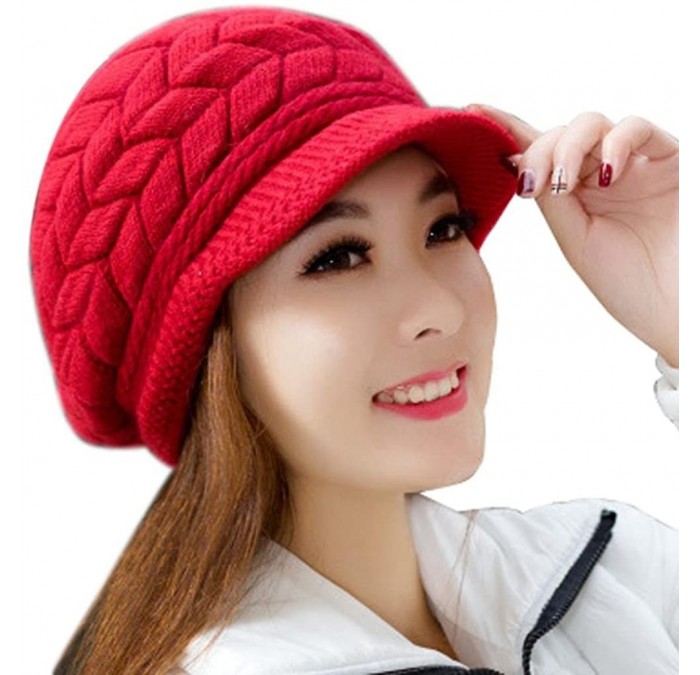 Skullies & Beanies Hats for Women- Fashion Women Hat Winter Skullies Beanies Knitted Hats Cap - Watermelon Red - C41886SGN87 ...
