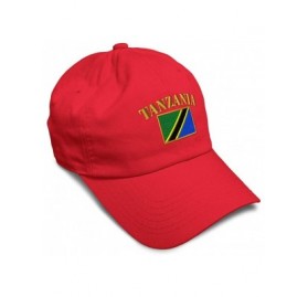 Baseball Caps Soft Baseball Cap Tanzania Flag Embroidery Twill Cotton Dad Hats for Men & Women - Red - CI18YMDGIKW $14.03