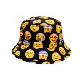 Bucket Hats Face Emoji Bucket Hats - Black - CV11WLG4VQ7 $23.06