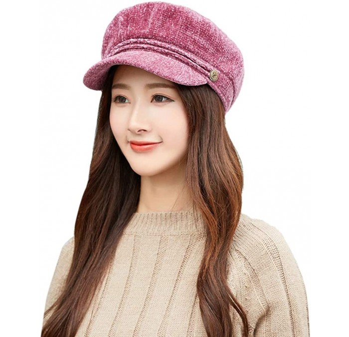 Berets Women Winter Warm Knit Hat Wool Snow Ski Beret Baggy Beanie Slouch Caps - Purple - CD18LU0I2N2 $21.50